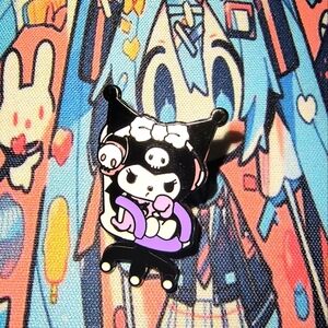 Sanrio Black and Purple Enamel Pin Kuromi Hello Kitty